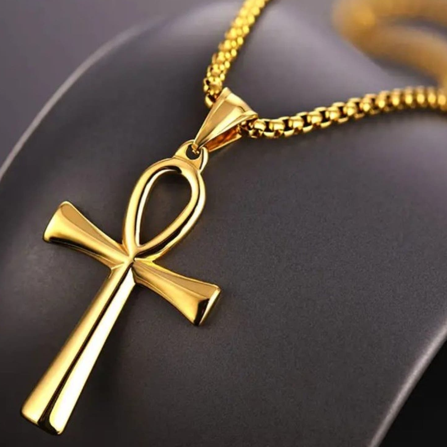 Ankh Necklace Egyptian Jewelry - Gold Finish New!
